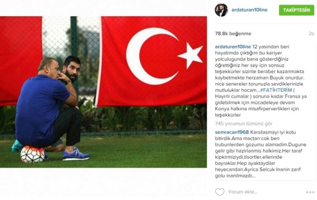 Arda Turan'dan Fatih Terim'e mesaj