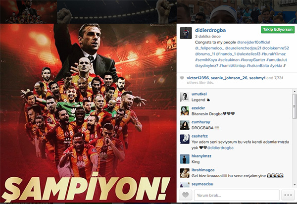 Drogba ve Mancini'den Galatasaray'a tebrik!