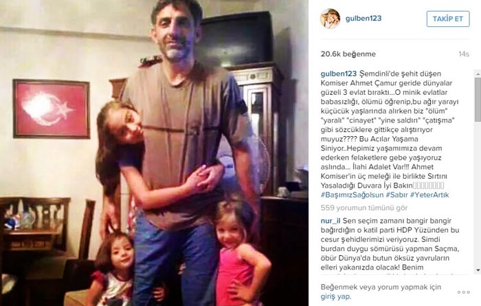 Gülben Ergen'den şehit başkomiserle ilgili mesaj!