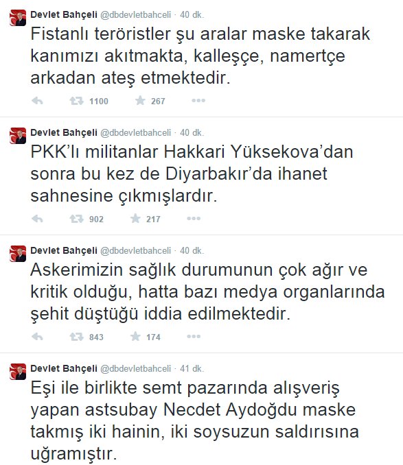 Bahçeli'den Diyarbakır saldırısına tepki: Fistanlı teröristler...