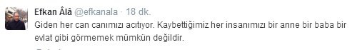 Efkan Ala sessizliğini Twitter'da bozdu