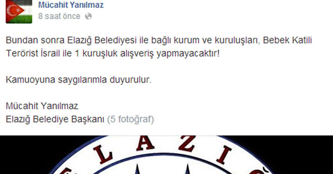 Elazığ Belediyesi'nden İsrail boykotu
