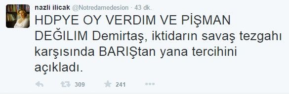 Nazlı Ilıcak: Oyumu HDP'ye verdim