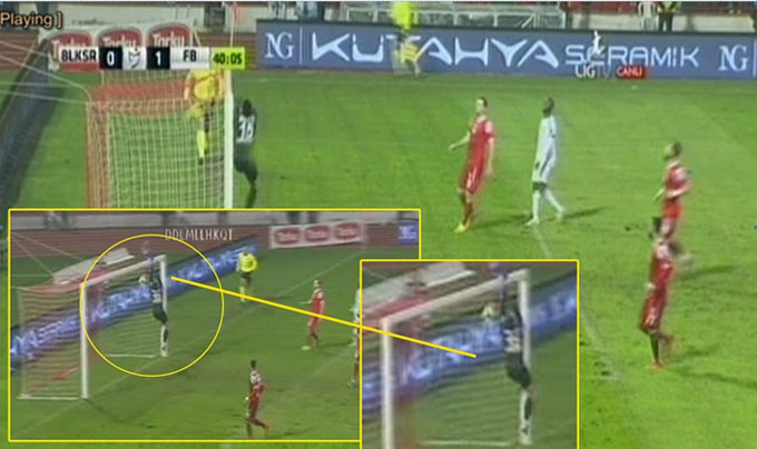 Balıkesirspor kalecisi Meireles'in şutunu içeri tokatlayınca...