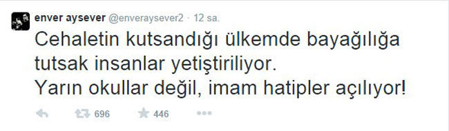 Enver Aysever'den tepki çeken 'İmam Hatip' tweet'i