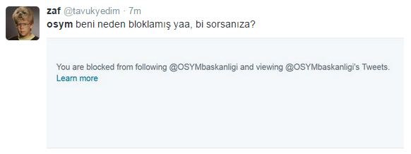 ÖSYM'nin diğer kullanıcıları engellemesi tartışmaya neden oldu