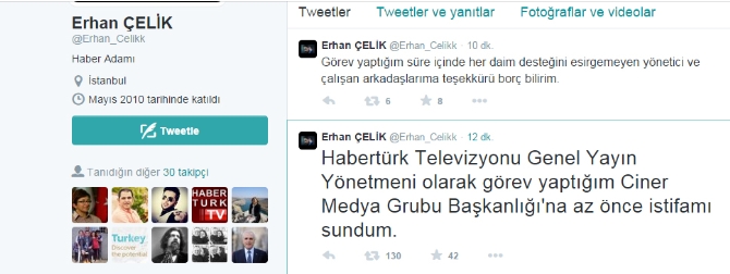 Erhan Çelik istifa etti