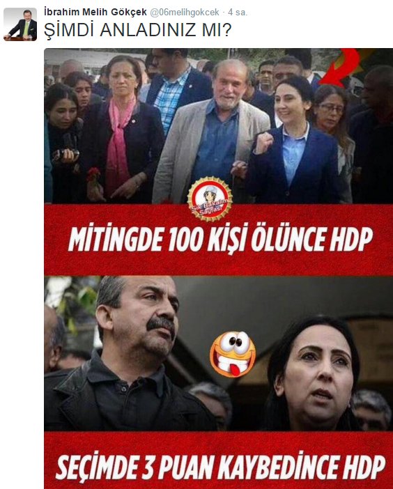 Melih Gökçek'ten HDP caps'i