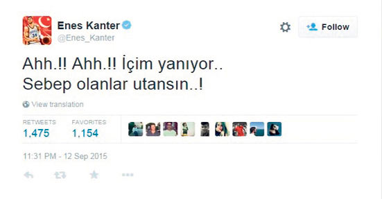 Enes Kanter'den olay tweetler