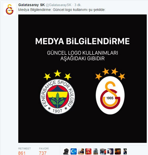 Galatasaray'dan Fenerbahçe'ye 4. yıldız göndermesi
