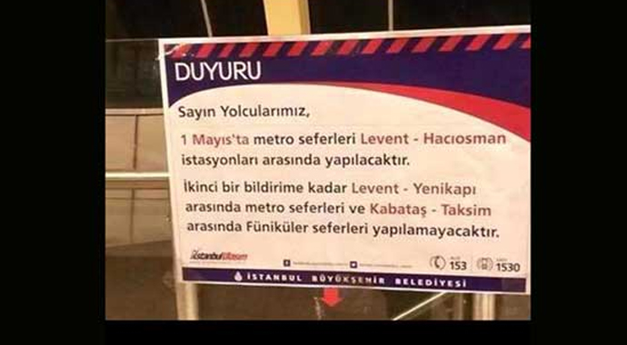 1 Mayıs'ta o metrolar iptal