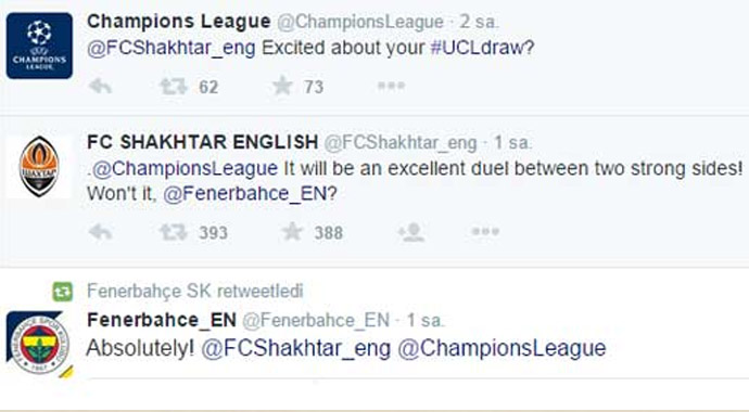 Fenerbahçe'den Shakhtar'a tweet