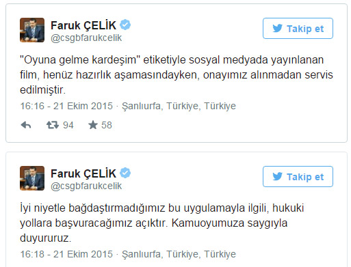 Çelik'ten reklam filmi açıklaması