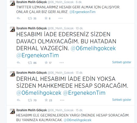 Melih Gökçek'in Twitter hesabı hacklendi, işte o Tweetler...