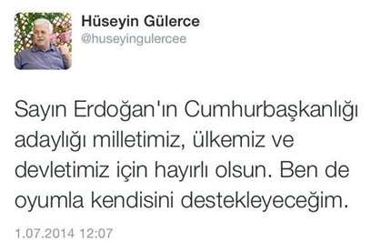 Erdoğan'a ilk oy sözünü o verdi