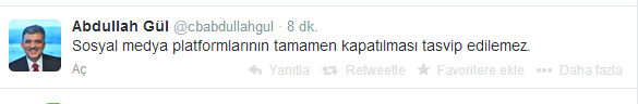 Cumhurbaşkanı Gül'den 'Twitter' tweeti