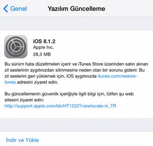 iOS 8.1.2 güncellemesi yayınlandı