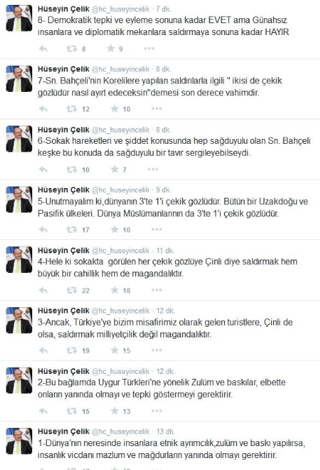Hüseyin Çelik'ten 'çekik gözlü' tepkisi