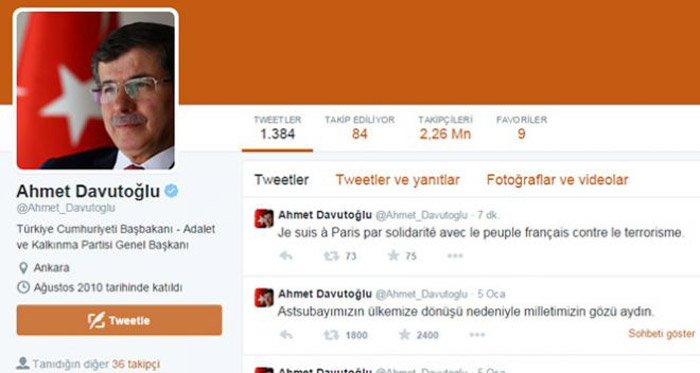Başbakan Davutoğlu'ndan Fransızca tweet!