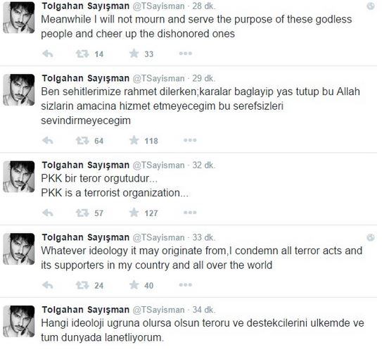 Tolgahan Sayışman: Yas tutup bu Allah'sızları...