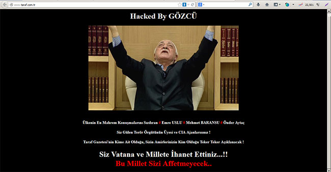 Taraf Hack'lendi! İşte Taraf Gazetesi anasayfası