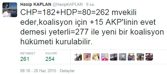 Hasip Kaplan'ın koalisyon hesabı alay konusu oldu