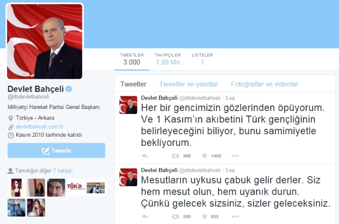 Devlet Bahçeli, Twitter'dan gençlere seslendi!