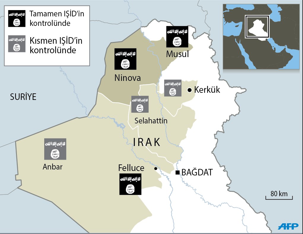 İşte IŞİD'in Suriye ve Irak'taki işgal bölgeleri
