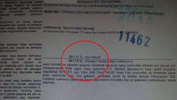 Galatasaray icraya verildi