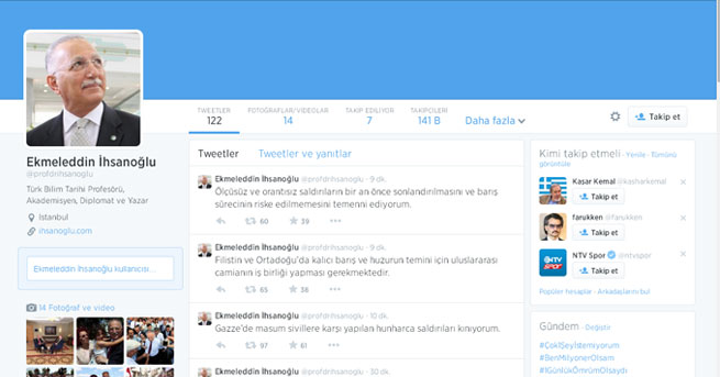 Ekmeleddin İhsanoğlu Twitter'dan kınadı