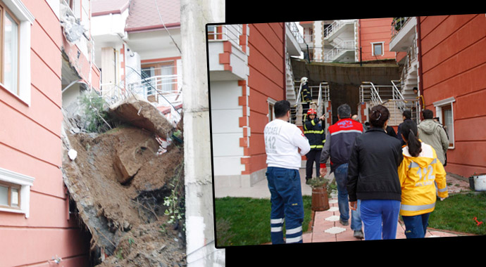 İstinat duvarı çöktü: 8 blok tedbir amacıyla boşaltıldı