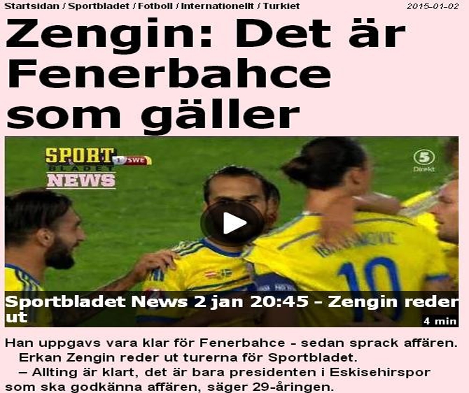İsveç basını da yazdı 'Erkan Zengin Fenerbahçe'de'