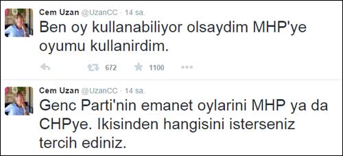 Cem Uzan rengini belli etti