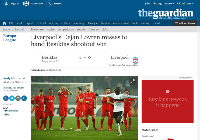 Dünya, Beşiktaş - Liverpool maçını bakın nasıl gördü!