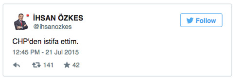 İhsan Özkes CHP'den istifa etti