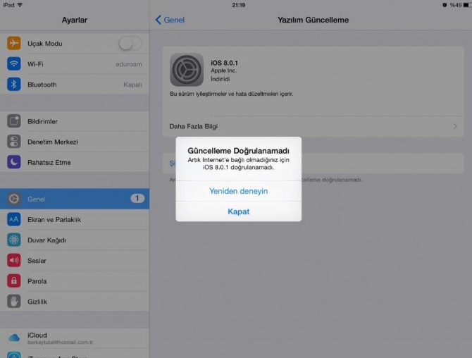 Apple güncellemeyi geri çekti
