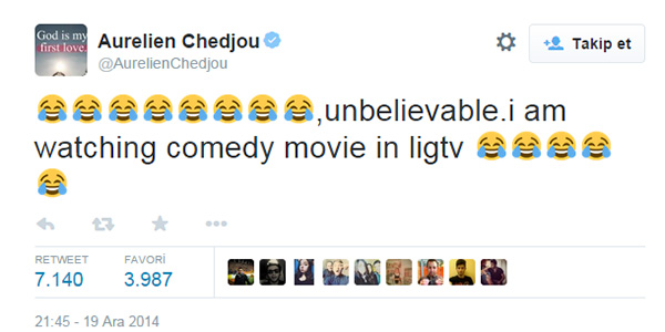 Chedjou: 'Komedi filmi izliyorum'