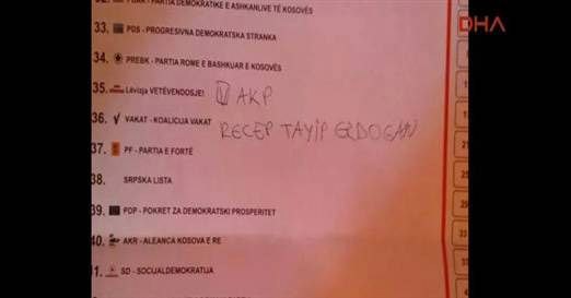 Kosova seçimlerinde Başbakan Erdoğan'a oy