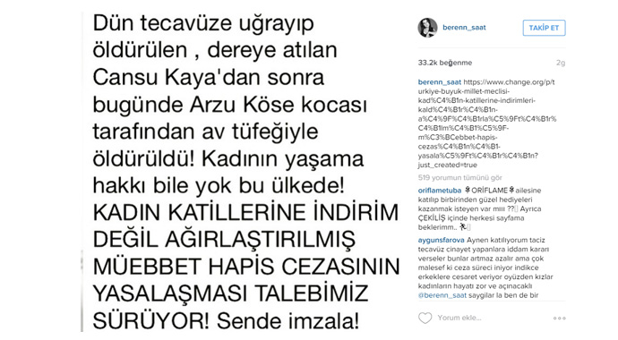 Beren Saat isyan etti!