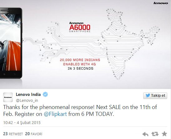 Lenovo o ülkede 20 bin telefonu 3 saniyede sattı