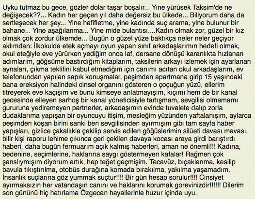 Beren Saat'ten Özgecan cinayeti sonrası çarpıcı paylaşım