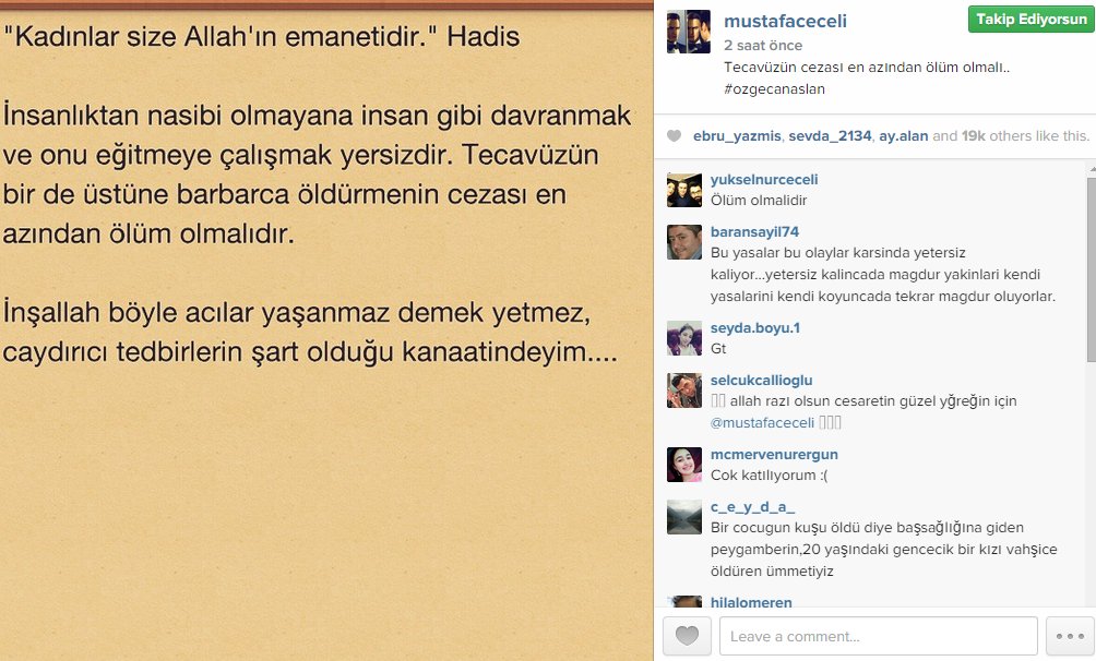 Mustafa Ceceli de Özgecan'ın katillerine idam istedi!