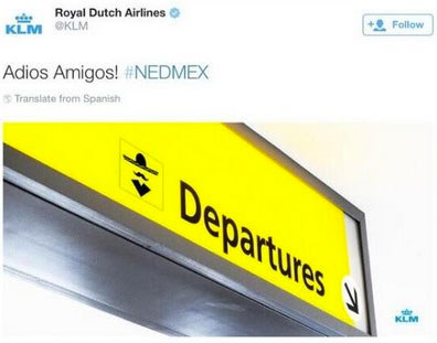 KLM'den Meksikalıları kızdıran tweet! 'Adios Amigos'