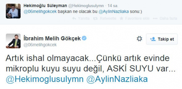 Melih Gökçek'den tweet şov