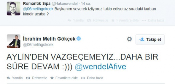 Melih Gökçek'den tweet şov