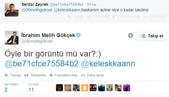 Melih Gökçek'den tweet şov