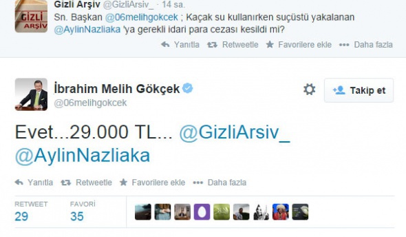 Melih Gökçek'den tweet şov