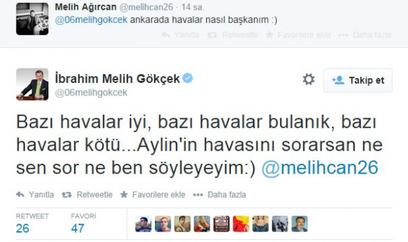 Melih Gökçek'den tweet şov