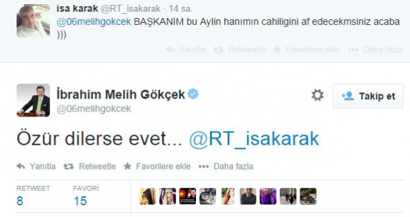 Melih Gökçek'den tweet şov