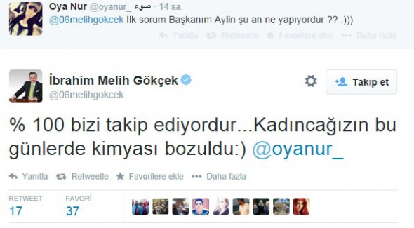 Melih Gökçek'den tweet şov